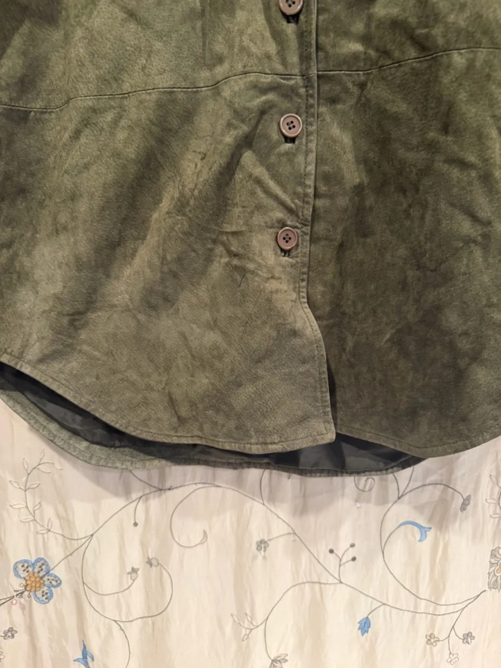 bagatelle Olive Green Suede Button-Front Jacket